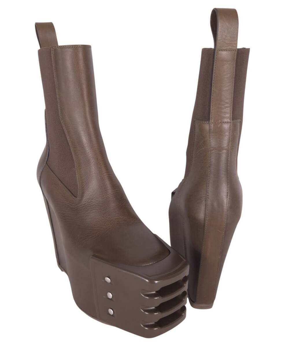 Rick Owens Grilled Wedge Beatle Boots US 9 EU 39 Womens Bean Brown $2640